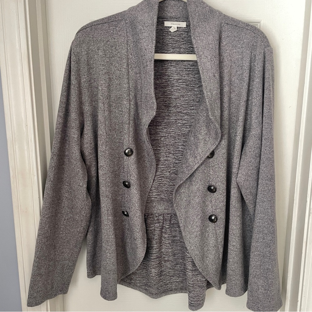 Maurices Heather Gray Double-Breasted Knit Jacket